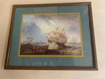 BEAUTIFUL  SHIPS PRINT VINTAGE   10 X 8'