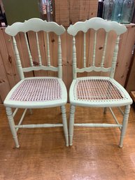 PAIR OF PAINTED GREEN CHAIRS