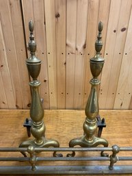 BRASS ANDIRONS AND FENDER