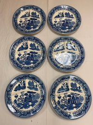 6 DIVIDED BLUE AND WHITE PLATES