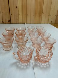 LOT OF 16 PINK DEPRESSION GLASS