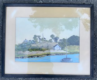 Watercolor Of Water Scene Signed By Lillian Barlow