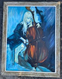 Painting Of Woman Playing Cello, Oil?, Signed By A. Brown?