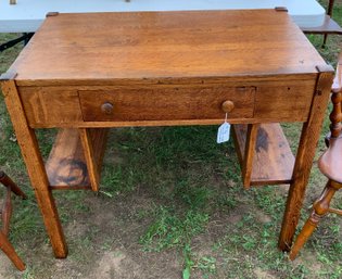 Mission Style Library Oak Desk With Side Book Cases