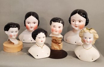 LOT OF CHINA / PARIAN DOLL HEADS AS IS