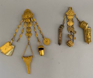 2  Victorian Brass Chatelaines