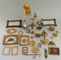 Tray Lot Of Brass & Tin Doll Smalls