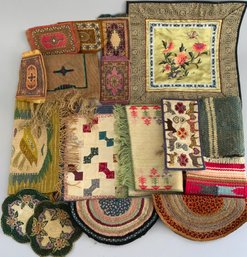 Lot Of 17 Assorted Doll House Rugs & Quilts