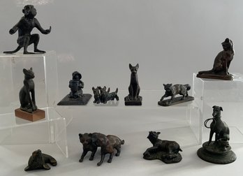 Lot Of 11 Small Bronze/brass Animal Figures