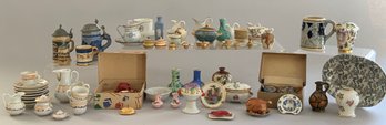 Tray Lot Of Doll House China, Dishes, Bowls, Etc.