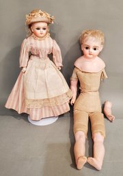 LOT OF 2 GERMAN PAPIER MACHE DOLLS