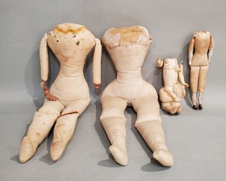 LOT OF 4 ANTIQUE CLOTH DOLL BODIES