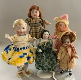 Lot Of 5 Small All Bisque/china Dolls