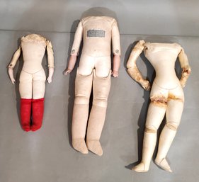 LOT OF 3 ANTIQUE LEATHER DOLL BODIES