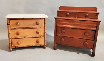 LOT OF 2 ANTIQUE DOLL CHEST OF DRAWERS