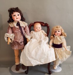 LOT OF 3 ANTIQUE GERMAN  BISQUE DOLLS