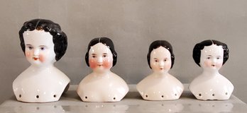 LOT OF 4 ANTIQUE GERMAN CHINA DOLL HEADS