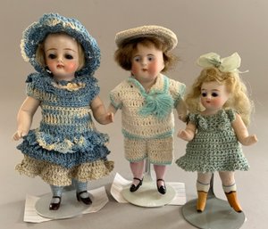 Lot Of 3 All Bisque Dolls