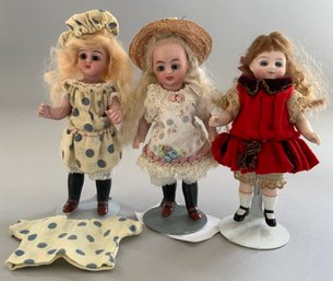 Lot Of 3 All Bisque Dolls