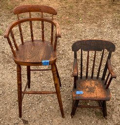 Lot Of 2 Antique Childs Chairs