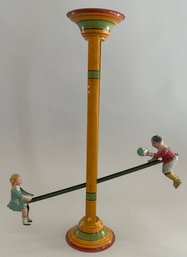 Gibbs Toys Co., Hand Painted Tin See-Saw With  2- Tin Figures