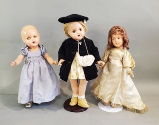 LOT OF 3 COMPOSITION DOLLS