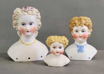 LOT OF 3 GERMAN PARIAN DOLL HEADS