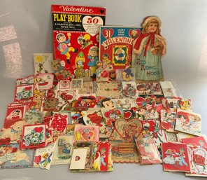 Large Tray Lot Of Vintage Valentines