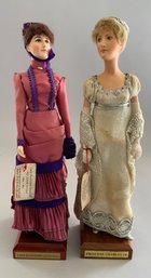 2  11 English Costume Dolls By Ann Parker, Lady Randolph Churchill And Princess Charlotte