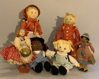 Lot Of 6 Cloth  Artist Dolls