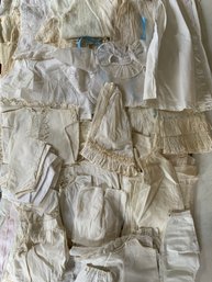 Box Lot Of Doll & Childrens Whites, Dresses, Undies, Etc.