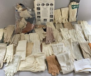 Box Lot Of Gloves And Glove Making Supplies