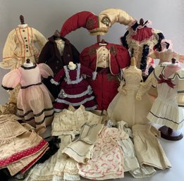 Large Box Lot Of Assorted Antique/vintage Doll Clothing