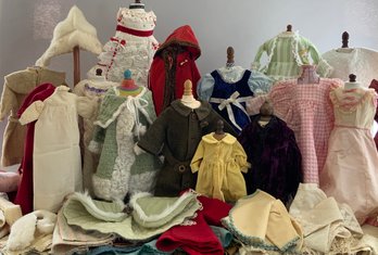 Large Box Lot Of Assorted Vintage/antique Doll Clothing