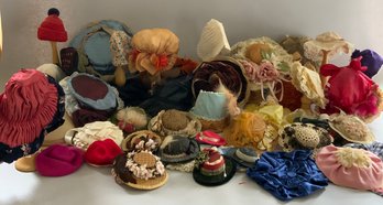 Large Box Lot Of Doll Hats, Antique, Vintage, & Modern