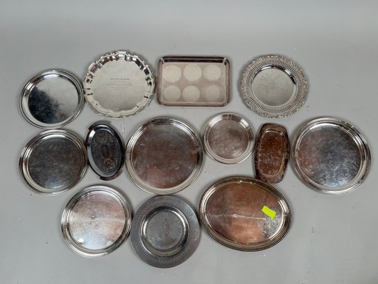 Lg Group Misc Silverplate Trays And Plates