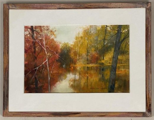 H. A. Walleen, Pastel/Paper Fall Landscape Scene
