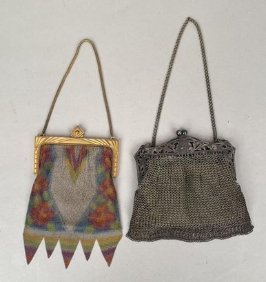 Two Victorian Mesh Purses, One Signed