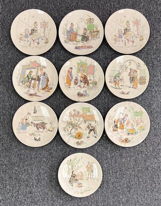 Ten Sarraguemines Pottery Cabinet Plates