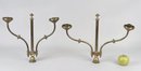 Near Pair Vintage Two Arm Brass Gas Lights