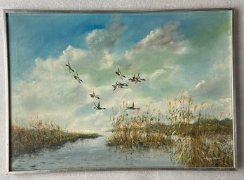 O/C Painting Marsh Ducks Scene