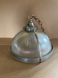 Industrial Style MCM Hanging Glass & Chrome Light Fixture/Ceiling Lamp/Chandelier