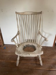 18th Century Nantucket Fan Back Windsor Knuckle Arm Chair, As Potty Chair