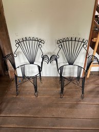 Pair Wrought Iron/Metal Patio Or Garden Chairs