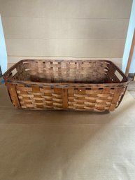 Nice Large Antique Splint Gathering Basket With Cutout Handles