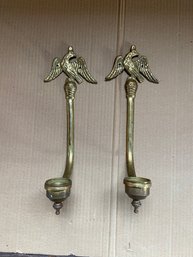 Two Eagle Brass Sconces