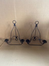 Pair Wrought Iron Wall Sconces