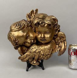 Carved & Gilded Composite Wall Plaque - Two Putti/Cherubs
