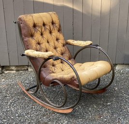 Woodard Mid-Century Tubular Brass Rocking Chair