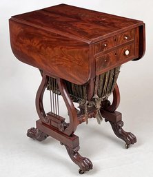 Classical Mahogany Lyre Base D/L Work Table